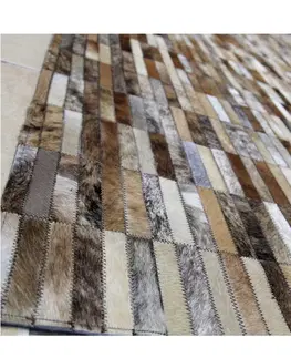 Koberce a koberčeky KONDELA Typ 5 kožený koberec 201x300 cm vzor patchwork