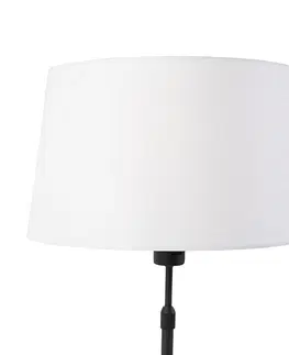Stolove lampy Stolová lampa čierna s ľanovým tienidlom biela 35 cm nastaviteľná - Parte
