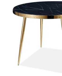 Jedálenské stoly REND jedálenský stôl, čierny mramor / zlatá