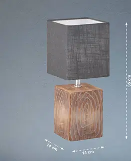 Stolové lampy FISCHER & HONSEL Stolová lampa Bronco s ľanovým tienidlom Výška 35 cm