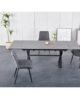 Jedálenské stoly Jedálenský rozkladací stôl, sivá/čierna, 160-240x90x76 cm, LUXOL
