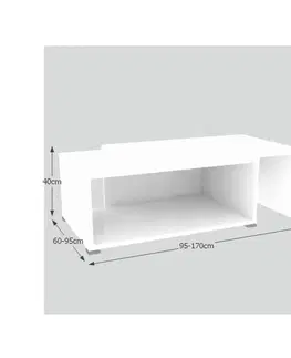 Konferenčné stolíky Konferenčný rozkladací stolík, biela, DRON