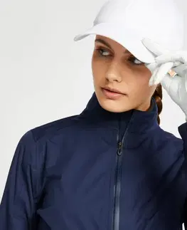 bundy a vesty Dámska nepremokavá golfová bunda do dažďa RW500 tmavomodrá
