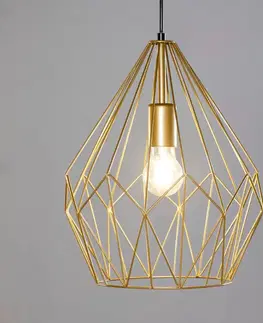 Závesné svietidlá EGLO Závesná lampa Carlton klietka, zlatá Ø 31 cm