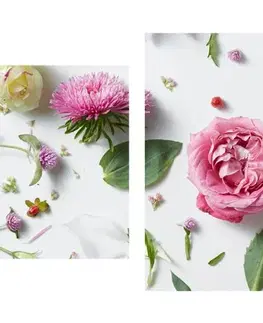 Obrazy kvetov 5-dielny obraz jemné zátišie z kvetov