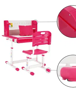 Detské stoly a stoličky Rastúci detský stôl a stolička ALEXIS Ružová