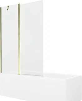 Sprchové dvere MEXEN/S - Cubik obdĺžniková vaňa 160 x 70 cm s panelom + vaňová zástena 120 cm, transparent, zlatá 550316070X9412115000