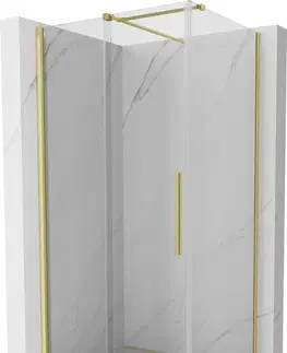 Sprchovacie kúty MEXEN/S - Velár sprchovací kút 130 x 80, transparent, zlatá kartáčovaná 871-130-080-01-55