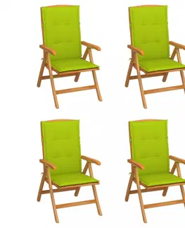 Zahradné stoličky Záhradná stolička 4 ks teak / látka Dekorhome Vínová