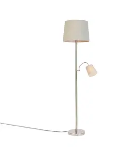 Stojace lampy Inteligentná stojaca oceľová lampa so sivým tienidlom vrátane WiFi A60 a E14 - Retro