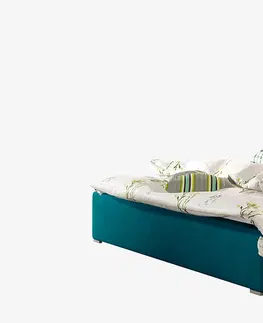 Postele NABBI Liza 160 čalúnená manželská posteľ s roštom tyrkysová