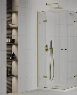 Vane MEXEN/S - Roma Duo sprchovací kút 90x90, transparent, zlatá + vanička so sifónom 854-090-090-50-02-4010G