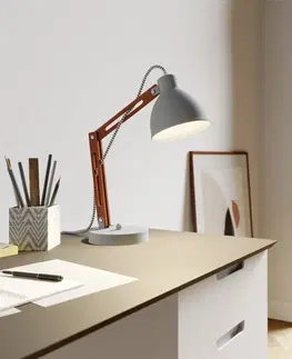 Stolové lampy na písací stôl Lamkur Stolná lampa Skansen, nastaviteľná, sivá