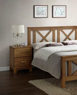 Manželské postele RANGER drevená manželská posteľ 180, teak