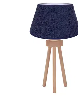 Lampy   - Stolná lampa BOUCLE 1xE27/15W/230V modrá/drevo 