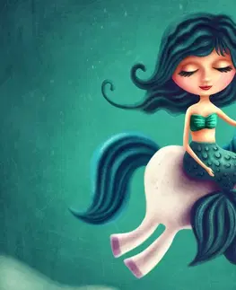 Detské obrazy Obraz malá morská panna s jednorožcom