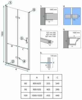 Sprchovacie kúty REA/S - Sprchové Dvere Molier Chrome + Profil 80 KPL-K6367