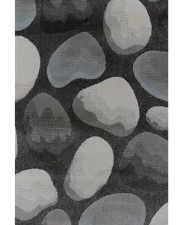 Koberce a koberčeky KONDELA Menga koberec 133x190 cm hnedá / sivá / vzor kamene
