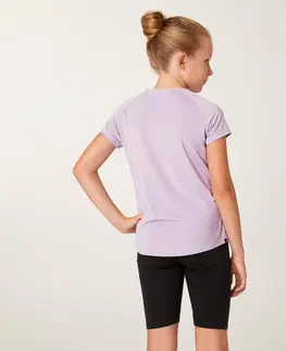 nohavice Dievčenské priedušné tričko S500 na cvičenie fialové