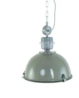 Závesné svietidlá Steinhauer Bikkel – olivovozelená priemyselná závesná lampa