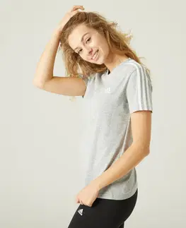 fitnes Dámske tričko na cvičenie sivé