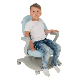 Detské stoly a stoličky Rastúca stolička s podnožkou, sivá/modrá, KERTIO