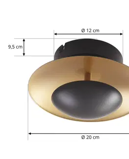 Stropné svietidlá Lindby Lindby Tiama stropné LED svetlo kov čierna zlatá