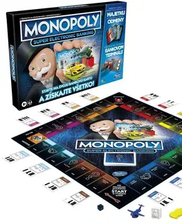 Hračky rodinné spoločenské hry HASBRO - Monopoly Super elektronické bankovnictvo SK