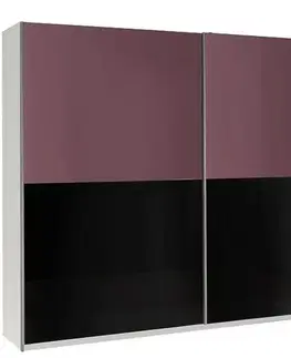 Šatníkové skrine Skriňa Lux 11 fialová lesklá/čierna lesklá 244 cm