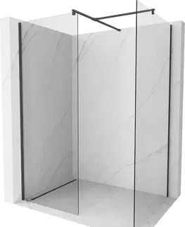 Sprchové dvere MEXEN/S - Kyoto Sprchová zástena WALK-IN 170 x 75 cm, transparent, čierna 800-170-202-70-00-075