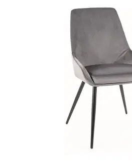 Jedálenské stoličky BOCIA VELVET čalúnená stolička, šedá
