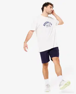 fitnes Pánske tričko 500 Essentials na fitness biele s potlačou