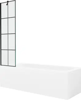 Sprchové dvere MEXEN/S - Vega obdĺžniková vaňa 180 x 80 cm s panelom + vaňová zástena 50 cm, čierna vzor 550118080X9505007077