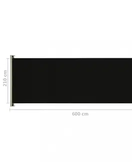Bočné markízy Zaťahovacia bočná markíza 220x600 cm Dekorhome Čierna