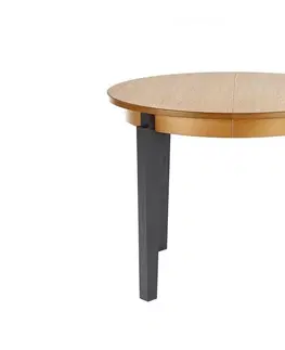 Jedálenské stoly HALMAR Sorbus 100/200 okrúhly rozkladací jedálenský stôl dub medový / grafit