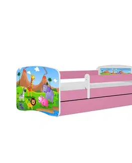 Jednolôžkové postele Detská Posteľ. Babydreams+Sz+M Ružová 70x140 Safari