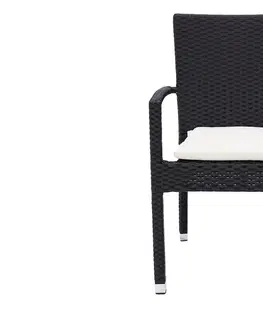 Záhradné stoličky a kreslá Záhradné ratanové kreslo NAPOLI s poduškou (čierna)