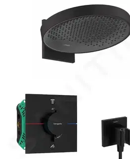 Kúpeľňové batérie HANSGROHE HANSGROHE - Sprchový set s termostatem pod omítku, s tělesem, průměr 36 cm, 3 proudy, matná černá SANI21HHH411