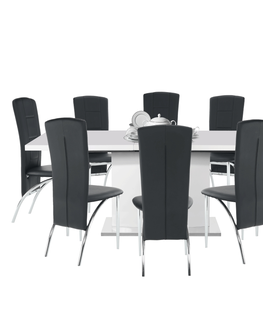 Jedálenské stoly KONDELA Korintos rozkladací jedálenský stôl biely lesk