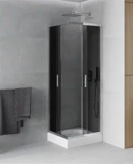 Vane MEXEN/S - Rio štvorcový sprchovací kút 70 x 70, grafit, chróm + vanička Rio 860-070-070-01-40-4510