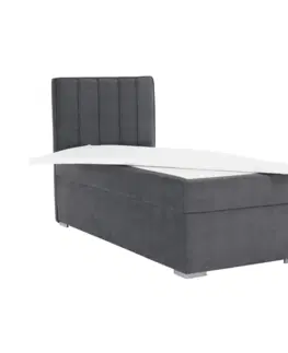 Postele Boxspringová posteľ, jednolôžko, sivá, 90x200, ľavá, AMIS