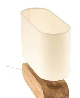 Lampy na nočný stolík Spot-Light Stolová lampa Marinna, dubový podstavec, tienidlo ecru