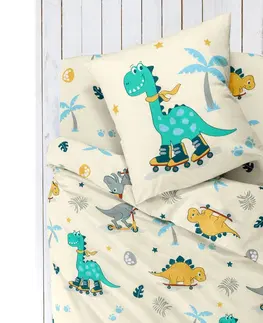 Bavlnené Detská posteľná bielizeň s motívom Dinoroul pre 1 osobu, bavlna