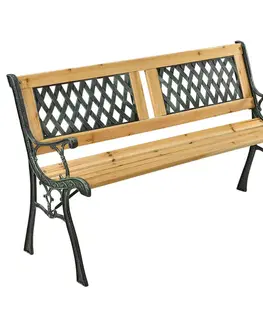 Záhradné lavice Juskys 2-miestna záhradná lavica Sanremo z lakovaného dreva a kovových častí