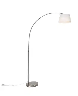 Oblúkové lampy Inteligentná oceľová oblúková lampa s bielym látkovým tienidlom vrátane Wifi A60 - Arc Basic