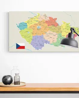 Obrazy na korku Obraz na korku štýlová mapa Česka s vlajkou