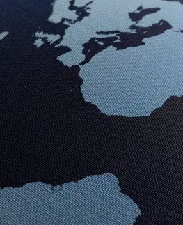 Obrazy mapy Obraz mapa sveta v odtieňoch modrej