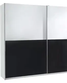 Šatníkové skrine Skriňa Lux 5 biela lesklá/čierna lesklá 244 cm