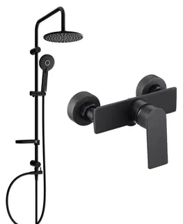 Sprchy a sprchové panely MEXEN/S - Carl sprchový stĺp vrátane sprchovej batérie Alexa, čierna 71240240-70