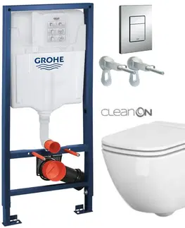 Záchody Rapid SL pre závesné WC 38528SET s chrómovou doskou + WC CERSANIT CLEANON CASPIA + SEDADLO 38772001 CP1